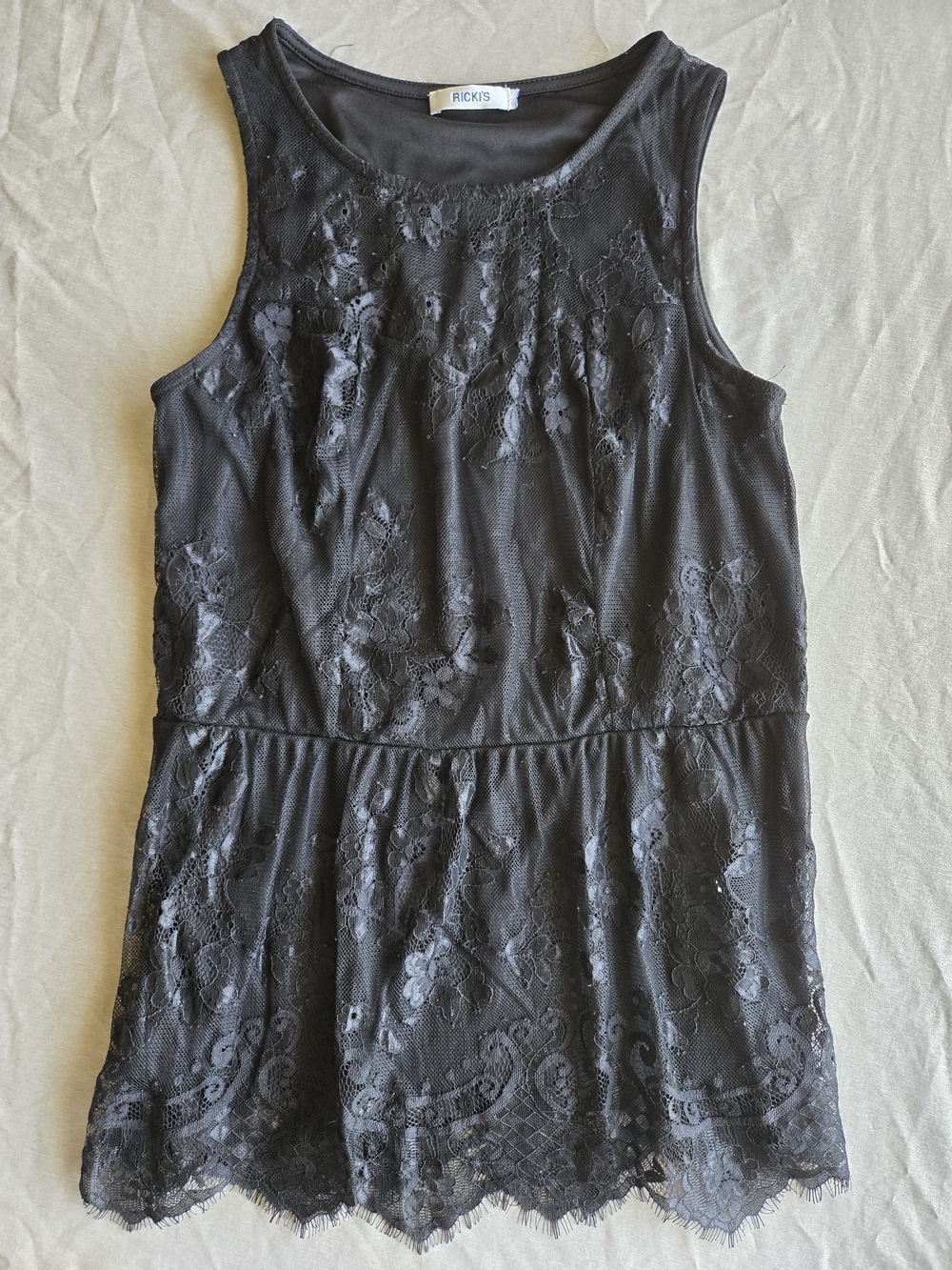 ✨ Ricki's Black Lace Sleeveless Peplum Tank - Size XS ✨